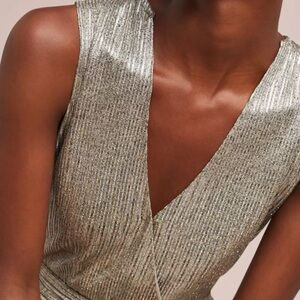 Anthropologie Ett:twa Metallic Silver Showstopper Sleeveless Jumpsuit